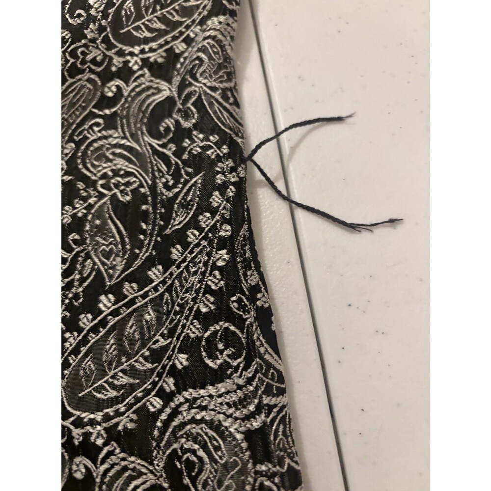 Vintage 70s Hostess Gown Robe Dress Silver Paisley Brocade Velvet S Whimsigoth - Picture 7 of 16